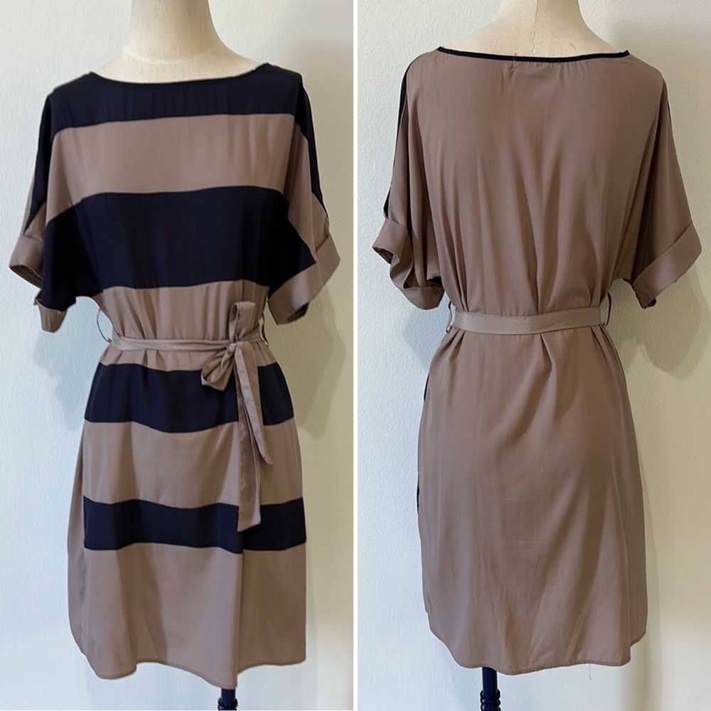 5th Culture Stripped Belted Shift Dress - L